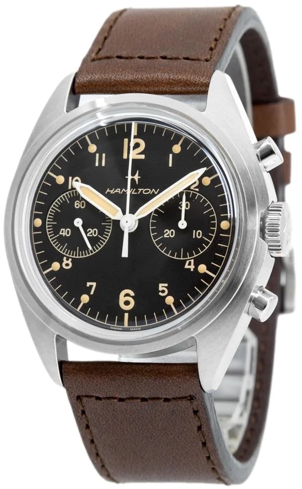 Hamilton Herrklocka H76409530 Khaki Aviation Svart/Läder Ø40 mm - Hamilton
