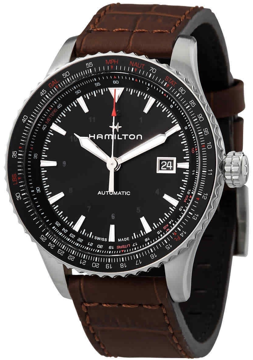 Hamilton Herrklocka H76615530 Khaki Aviation Svart/Läder Ø42 mm - Hamilton