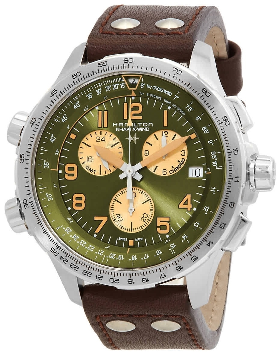 Hamilton Herrklocka H77932560 Khaki Aviation Grön/Läder Ø46 mm - Hamilton