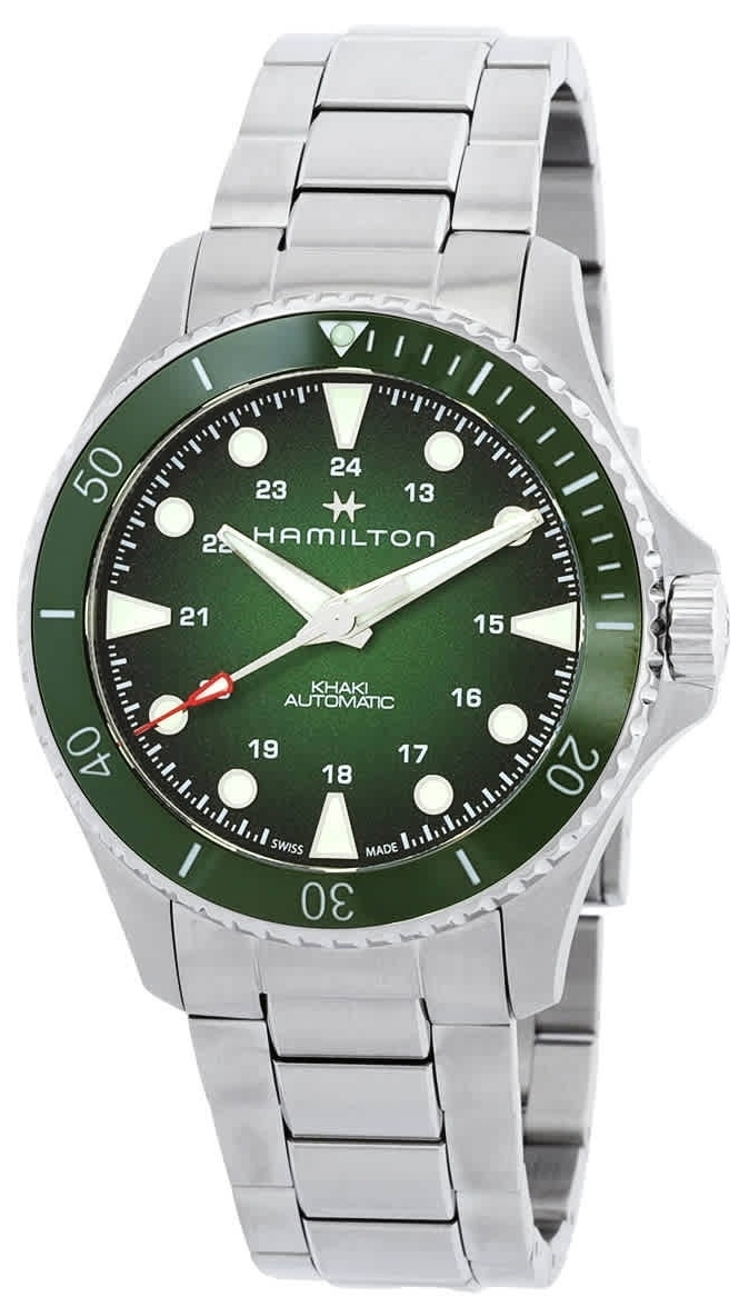 Hamilton Herrklocka H82525160 Khaki Navy Scuba Grön/Stål Ø43 mm - Hamilton