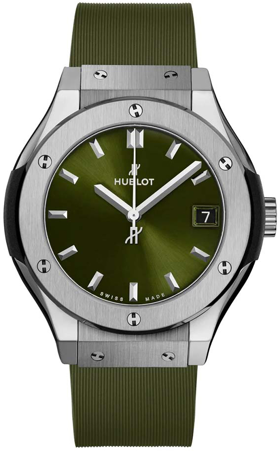 Hublot Damklocka 581.NX.8970.RX Classic Fusion Grön/Gummi Ø33 mm - Hublot