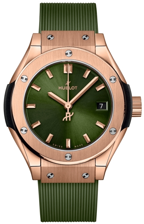 Hublot Damklocka 591.OX.8980.RX Classic Fusion Grön/Gummi Ø29 mm - Hublot