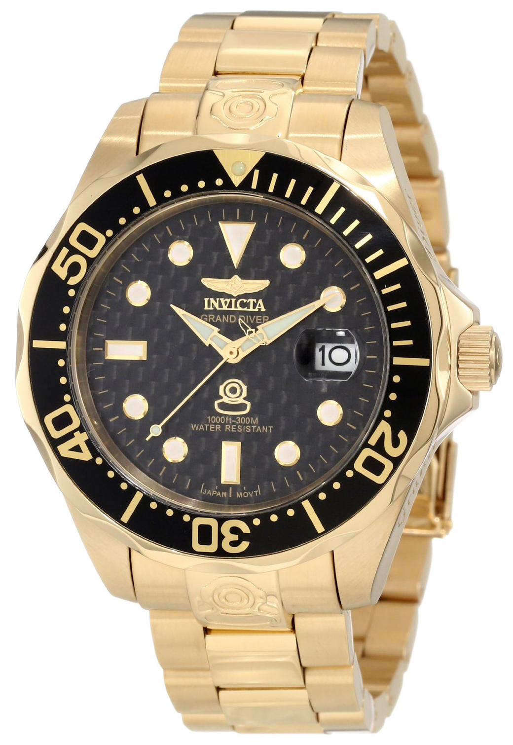 Invicta Pro Diver Herrklocka 10642 Svart/Gulguldtonat stål Ø47 mm - Invicta