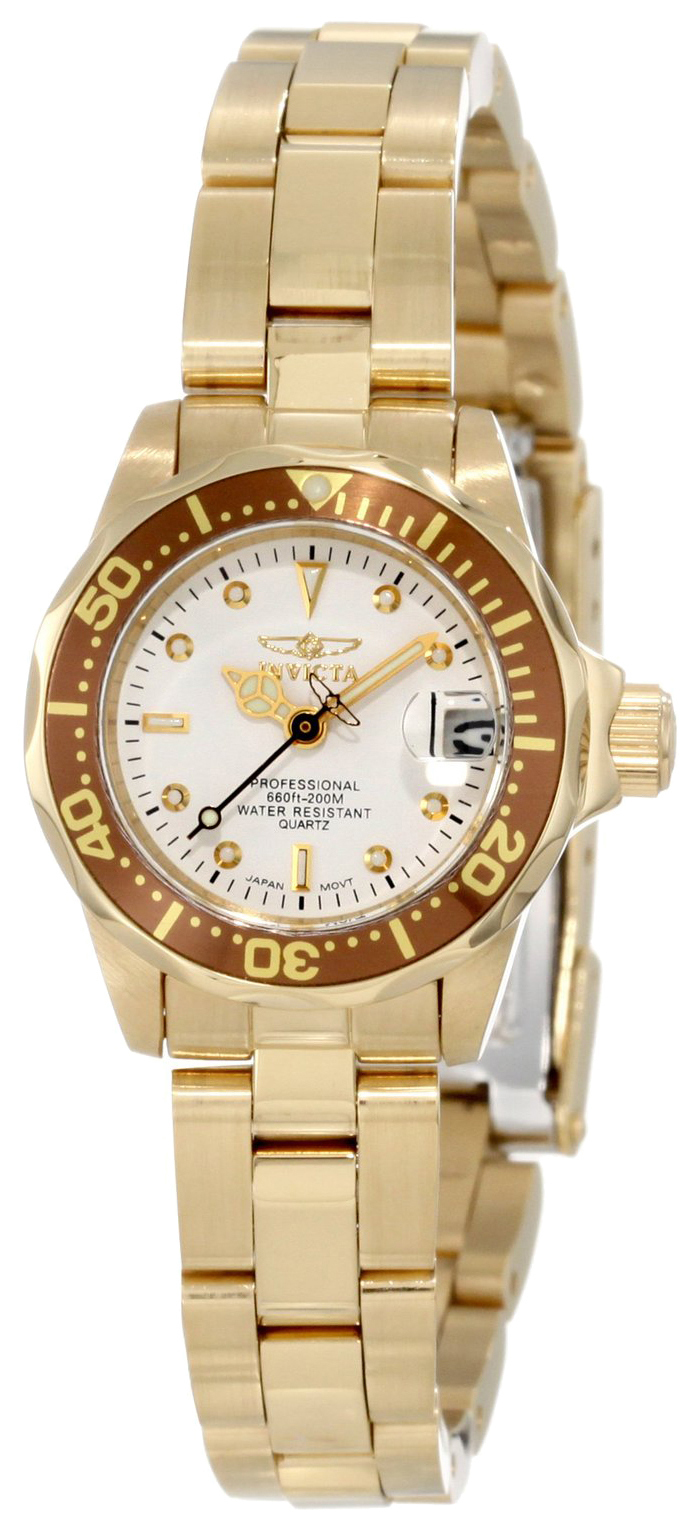 Invicta Damklocka 11444 Pro Diver Vit/Gulguldtonat st&aring;l &Oslash;24.5 mm