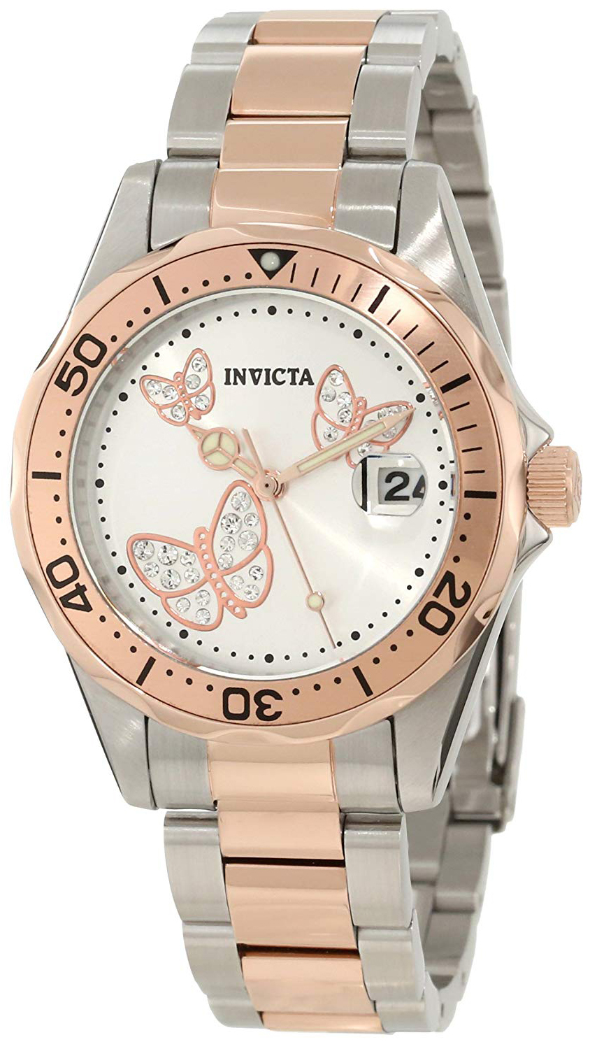 Invicta Damklocka 12504 Angel Silverf&auml;rgad/Ros&eacute;guldstonat st&aring;l