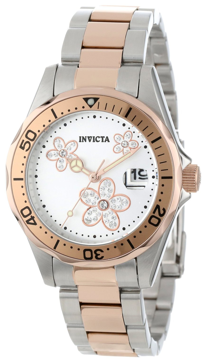 Invicta Damklocka 12507 Pro Diver Silverf&auml;rgad/Ros&eacute;guldstonat st&aring;l
