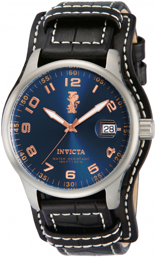 Invicta Herrklocka 12978 Bl&aring;/L&auml;der &Oslash;44 mm