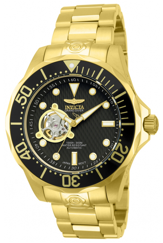 Invicta Pro Diver Herrklocka 13709 Svart/Gulguldtonat stål Ø47 mm - Invicta