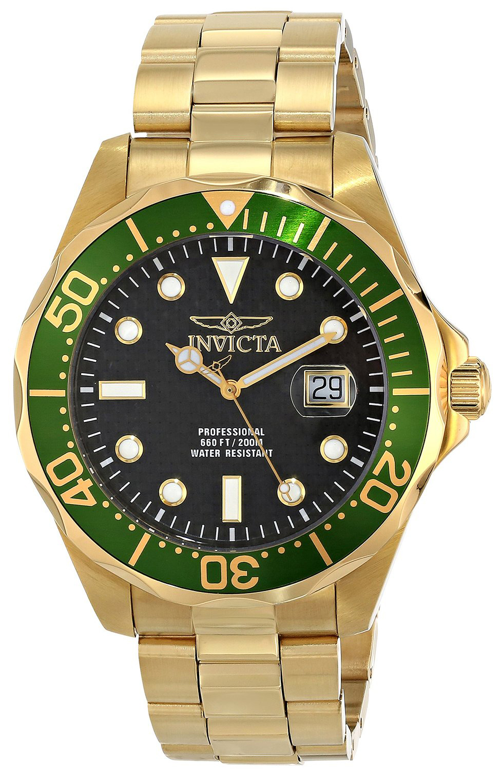 Invicta Pro Diver Herrklocka 14358 Svart/Gulguldtonat stål Ø47 mm - Invicta