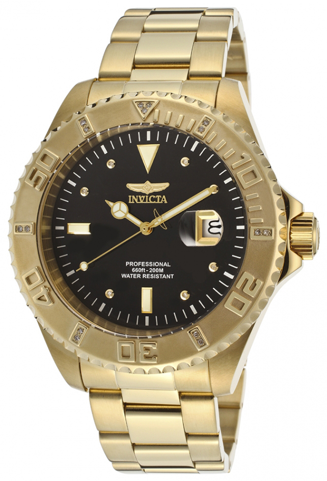 Invicta Pro Diver Herrklocka 15286 Svart/Gulguldtonat stål Ø47 mm - Invicta