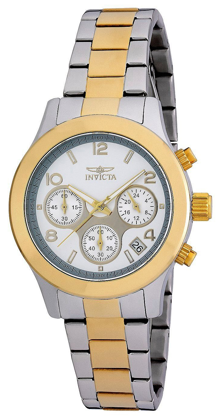 Invicta Damklocka 19219 Angel Silverf&auml;rgad/Gulguldtonat st&aring;l &Oslash;38 mm