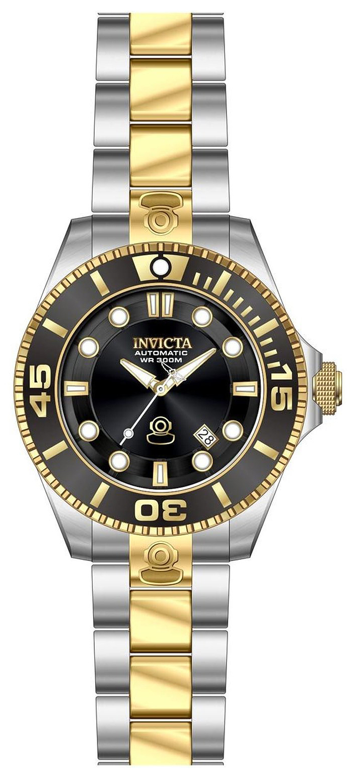 Invicta Pro Diver Herrklocka 19803 Svart/Gulguldtonat stål Ø47 mm - Invicta