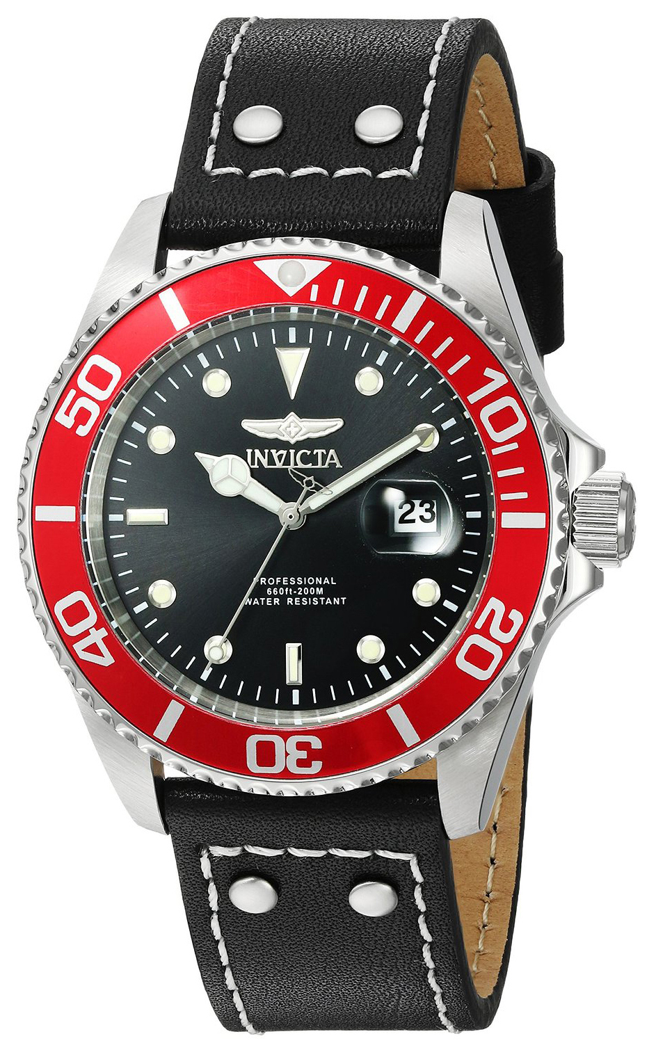 Invicta Pro Diver Herrklocka 22073 Svart/Läder Ø43 mm - Invicta