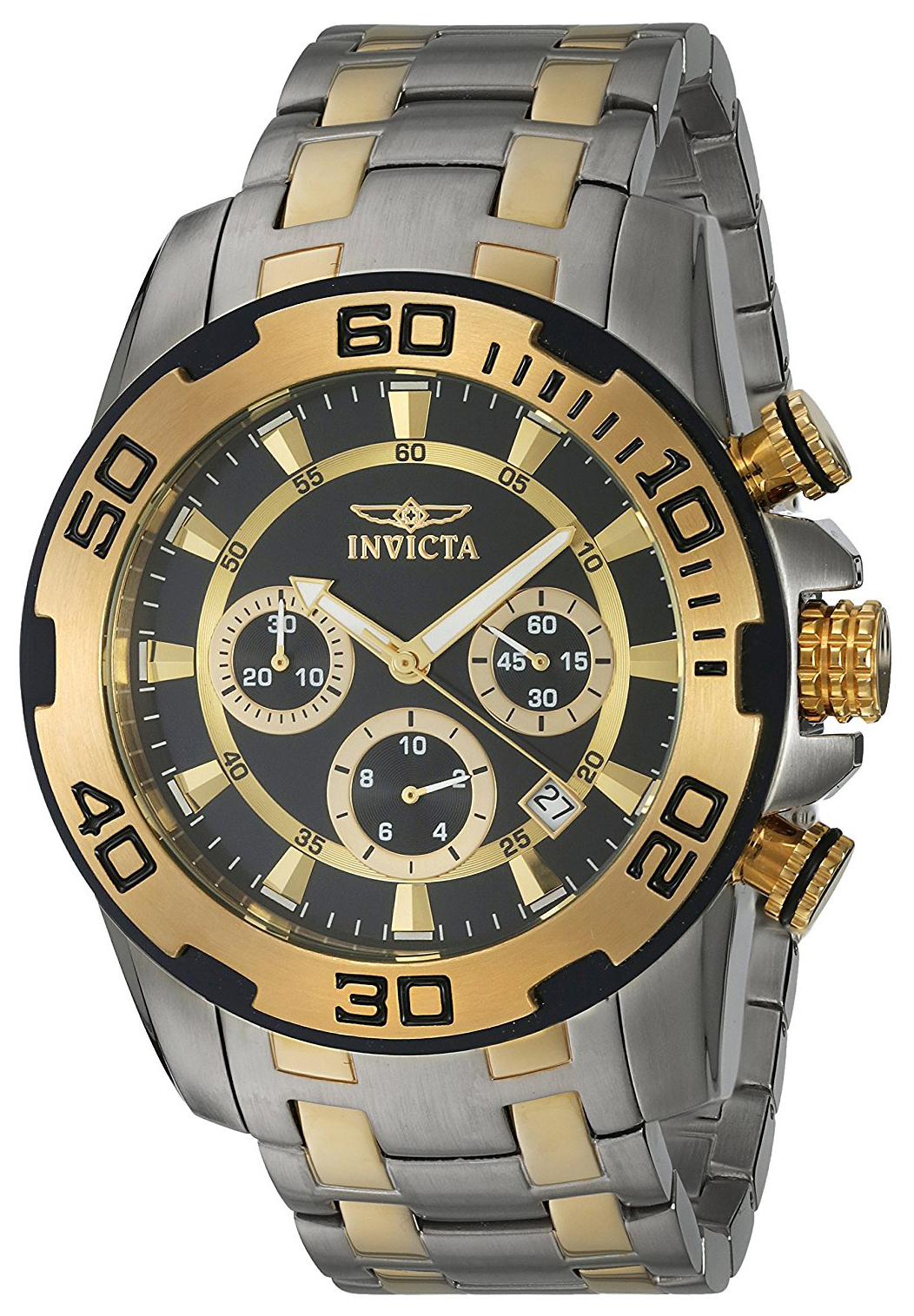 Invicta Herrklocka 22322 Pro Diver Svart/Gulguldtonat stål Ø50 mm - Invicta