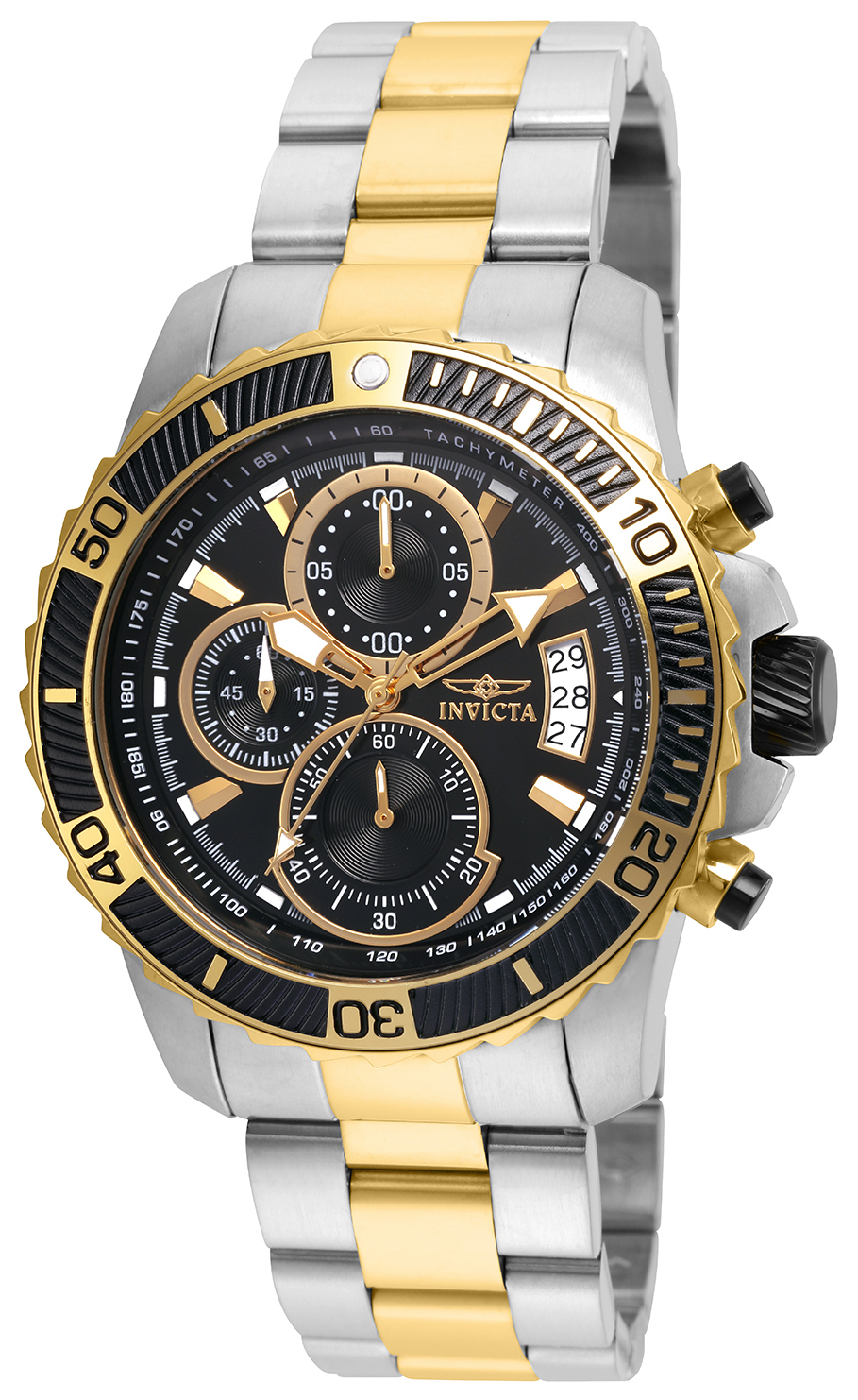 Invicta Herrklocka 22418 Pro Diver Svart/Gulguldtonat stål Ø45 mm - Invicta