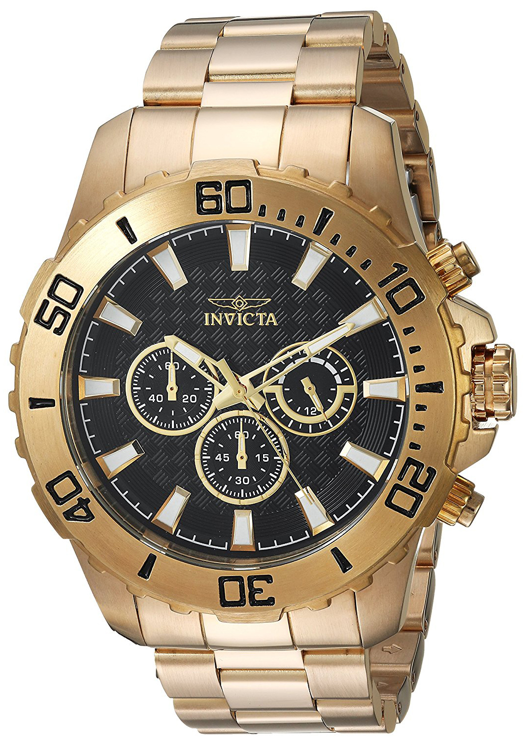 Invicta Pro Diver Herrklocka 22546 Svart/Gulguldtonat stål Ø50 mm - Invicta