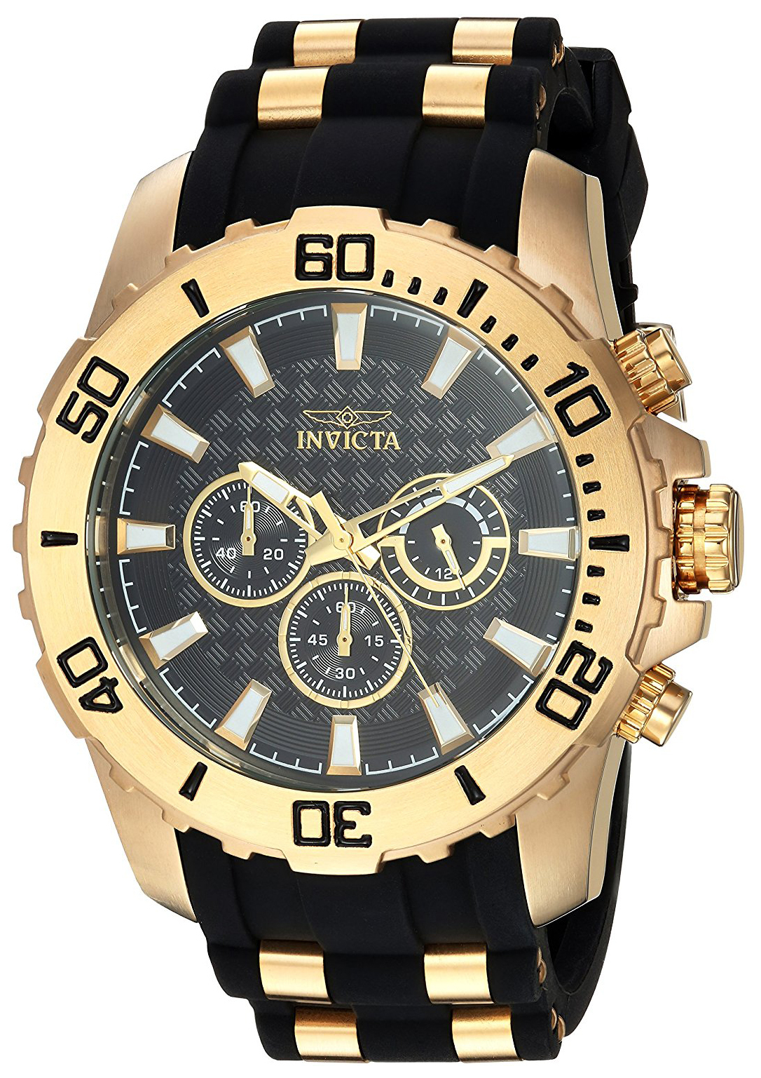 Invicta Pro Diver Herrklocka 22557 Svart/Gulguldtonat stål Ø50 mm - Invicta