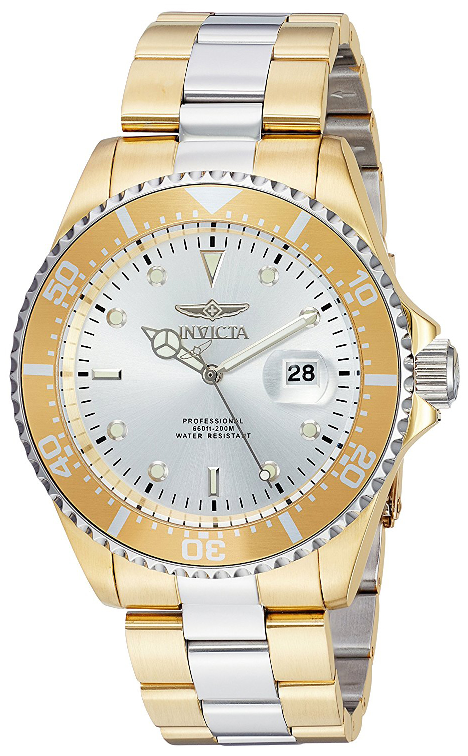 Invicta Pro Diver Herrklocka 23225 Silverfärgad/Gulguldtonat stål Ø43 mm - Invicta