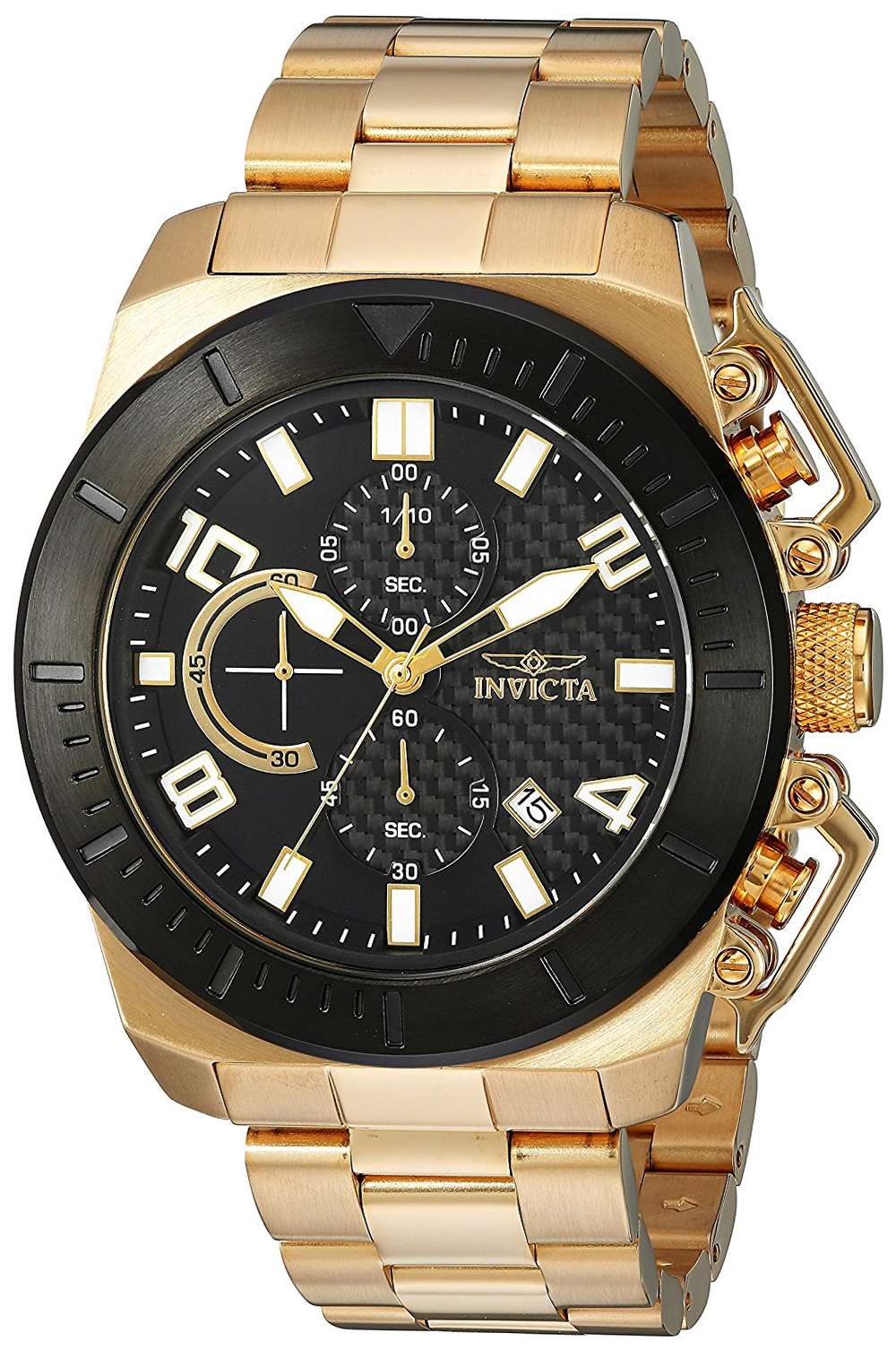 Invicta Pro Diver Herrklocka 23406 Svart/Gulguldtonat stål Ø48 mm - Invicta