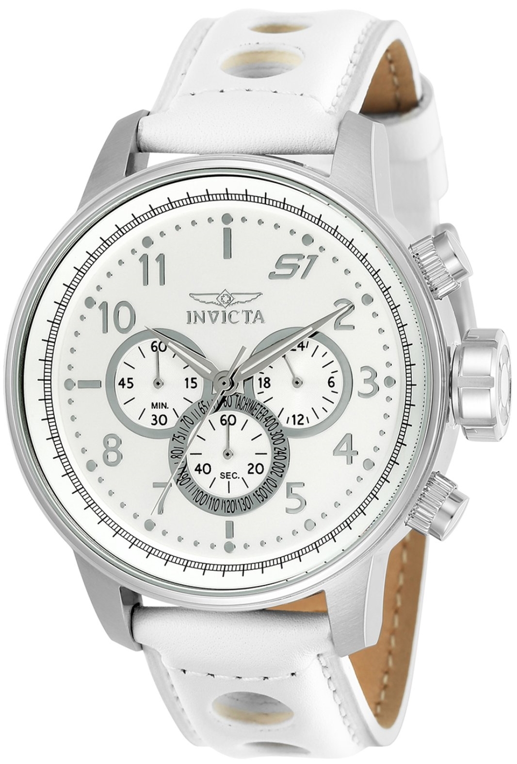 Invicta Herrklocka 24083 S1 Rally Vit/Läder Ø48 mm - Invicta