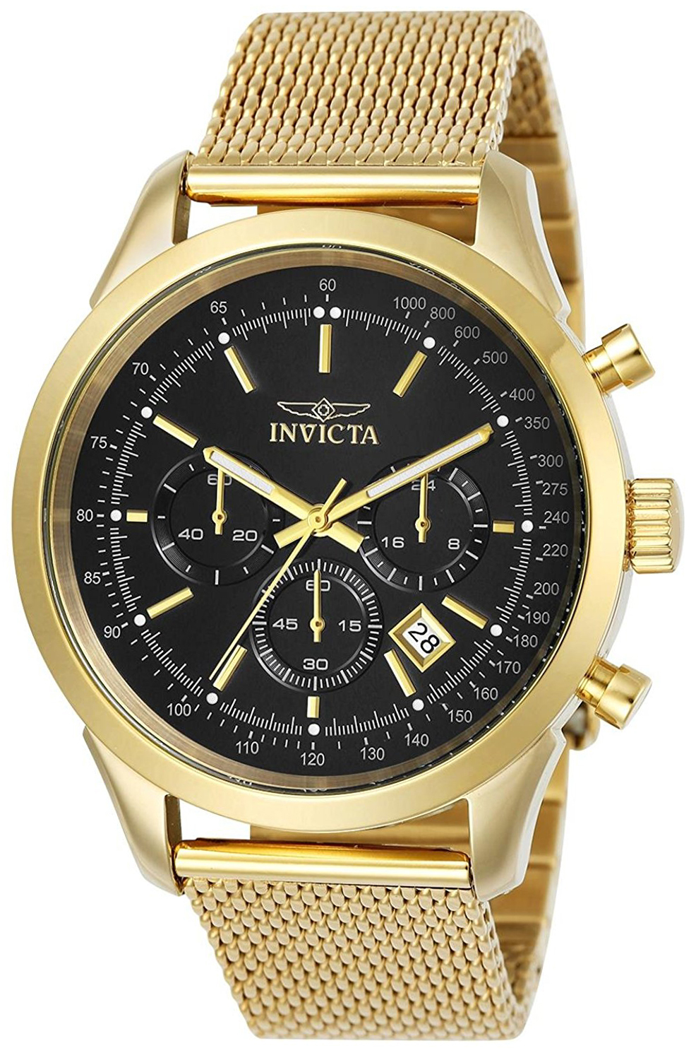 Invicta Herrklocka 25223 Speedway Svart/Gulguldtonat stål Ø45 mm - Invicta