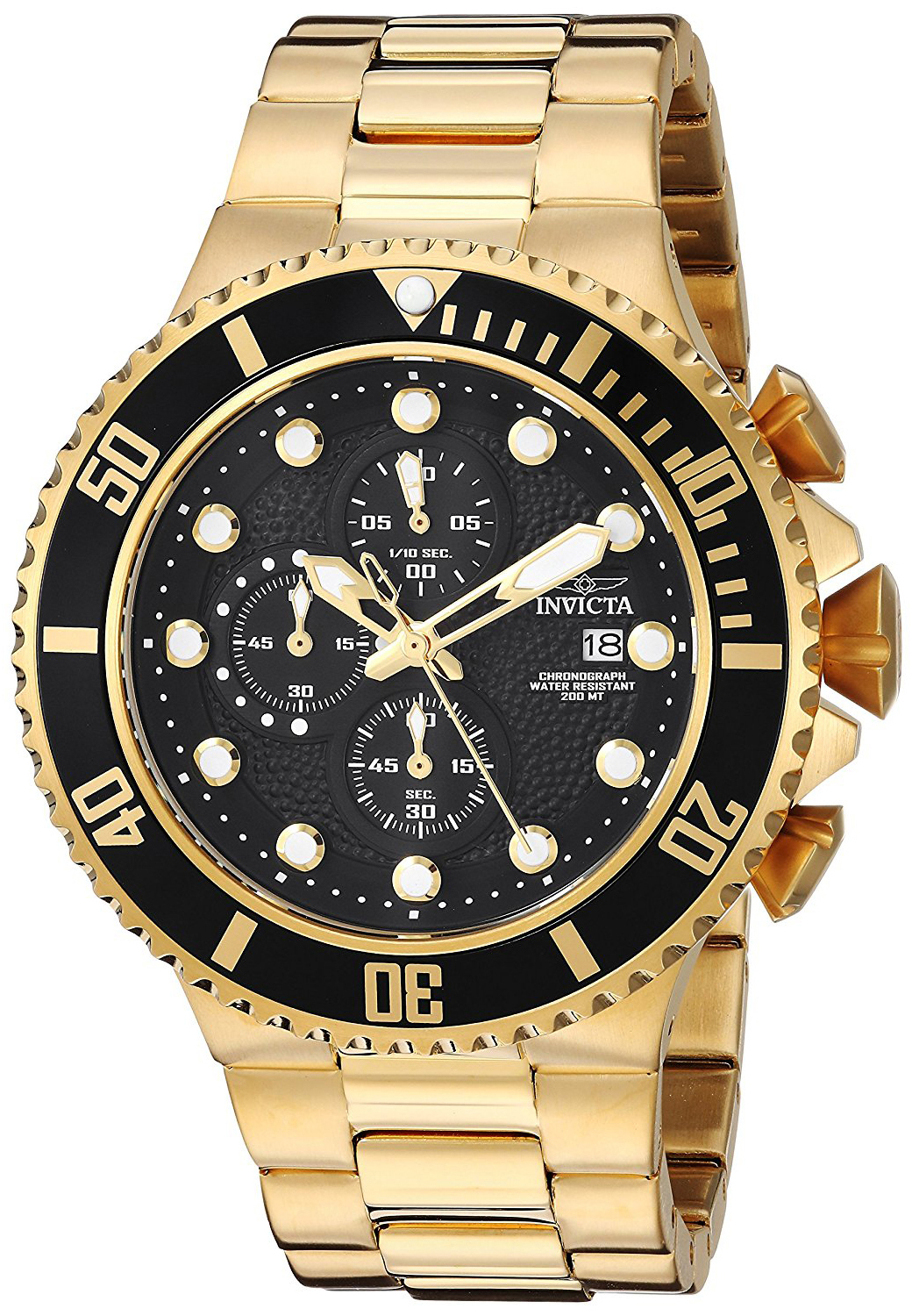 Invicta Pro Diver Herrklocka 25298 Svart/Gulguldtonat stål Ø50 mm - Invicta