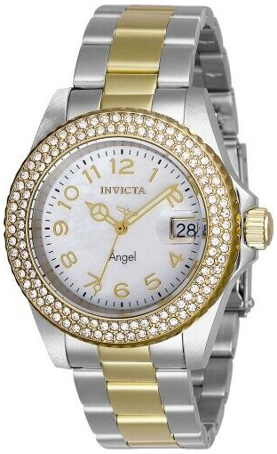 Invicta Damklocka 28675 Angel Vit/Gulguldtonat stål Ø40 mm - Invicta
