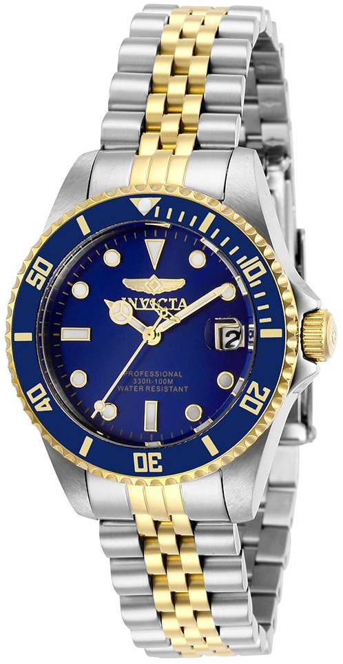 Invicta Damklocka 29188 Pro Diver Bl&aring;/Gulguldtonat st&aring;l &Oslash;34 mm