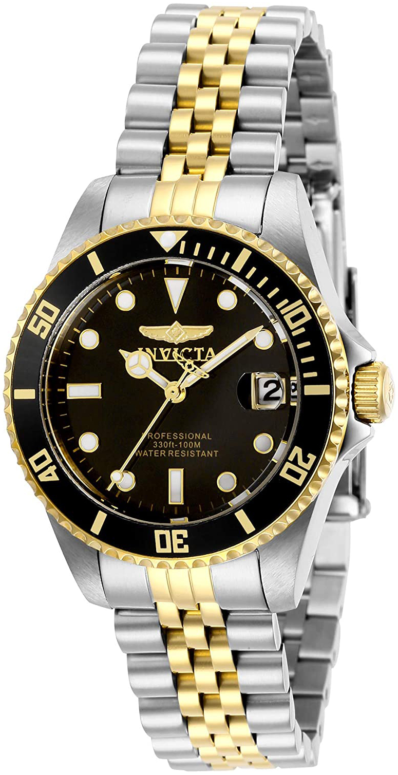 Invicta Damklocka 29189 Pro Diver Svart/Gulguldtonat st&aring;l &Oslash;34 mm