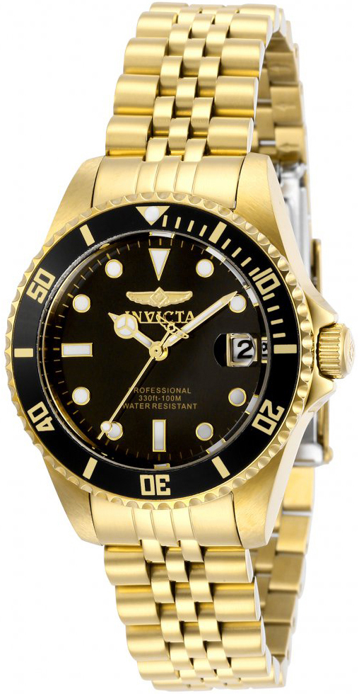 Invicta Damklocka 29190 Svart/Gulguldtonat st&aring;l &Oslash;34 mm