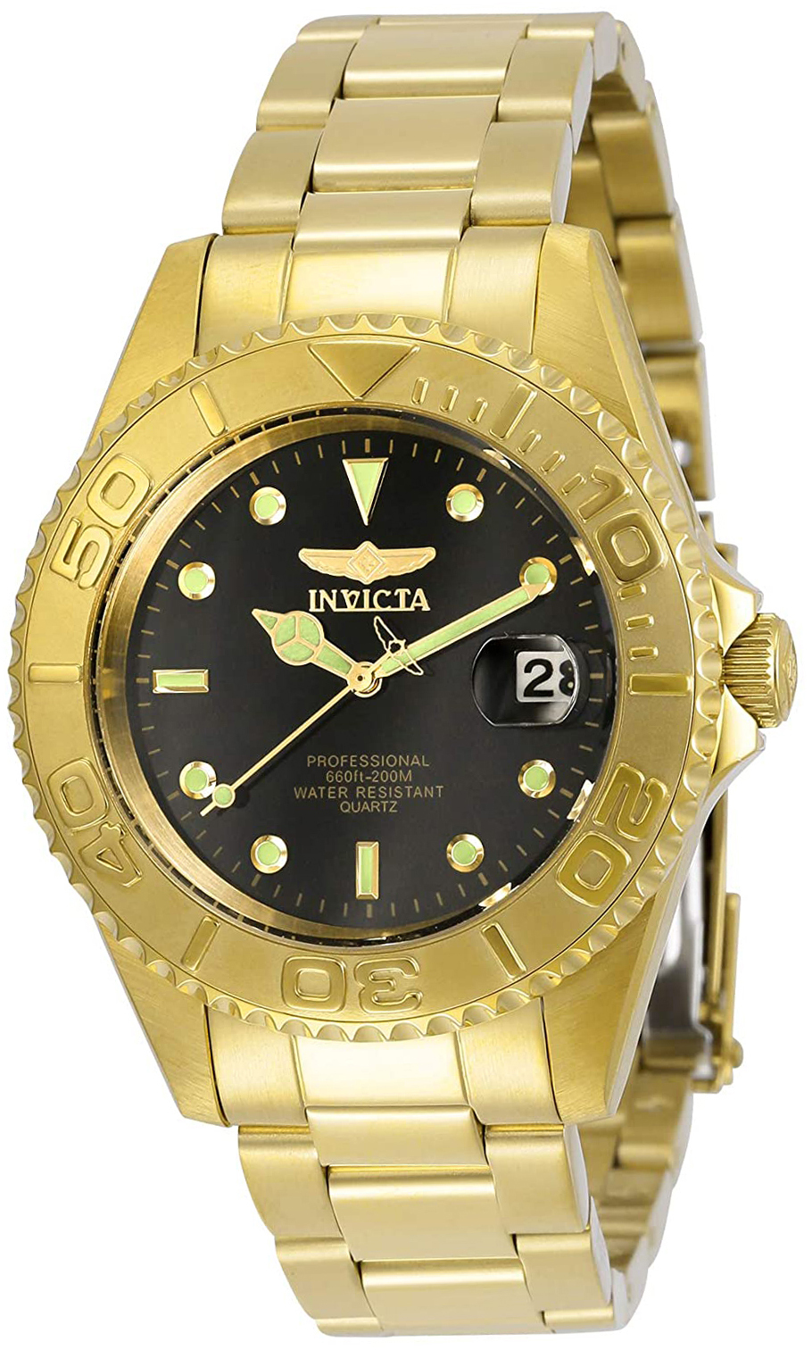 Invicta Herrklocka 29939 Svart/Gulguldtonat st&aring;l &Oslash;37.5 mm