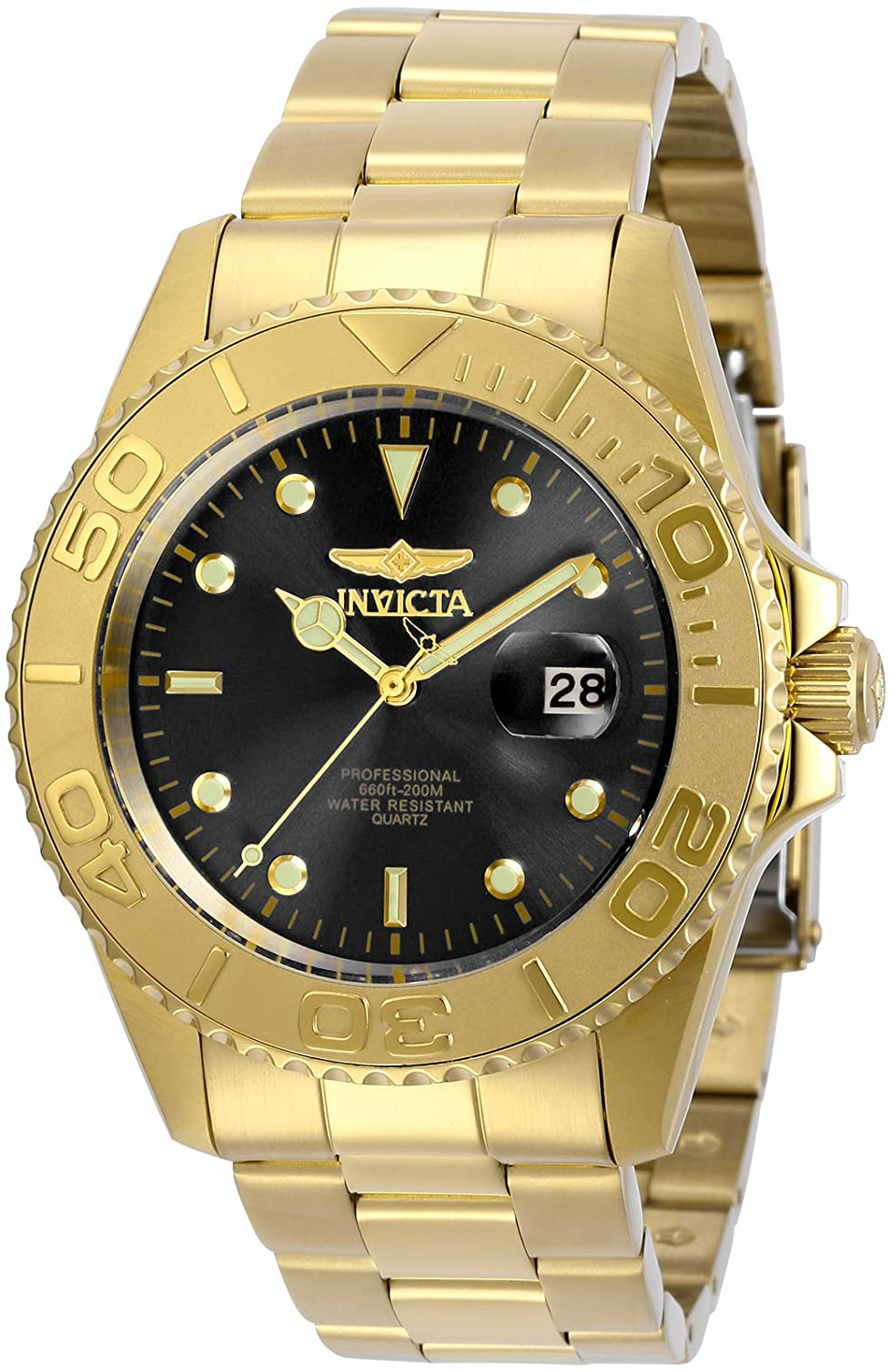 Invicta Herrklocka 29946 Pro Diver Svart/Gulguldtonat st&aring;l &Oslash;43 mm