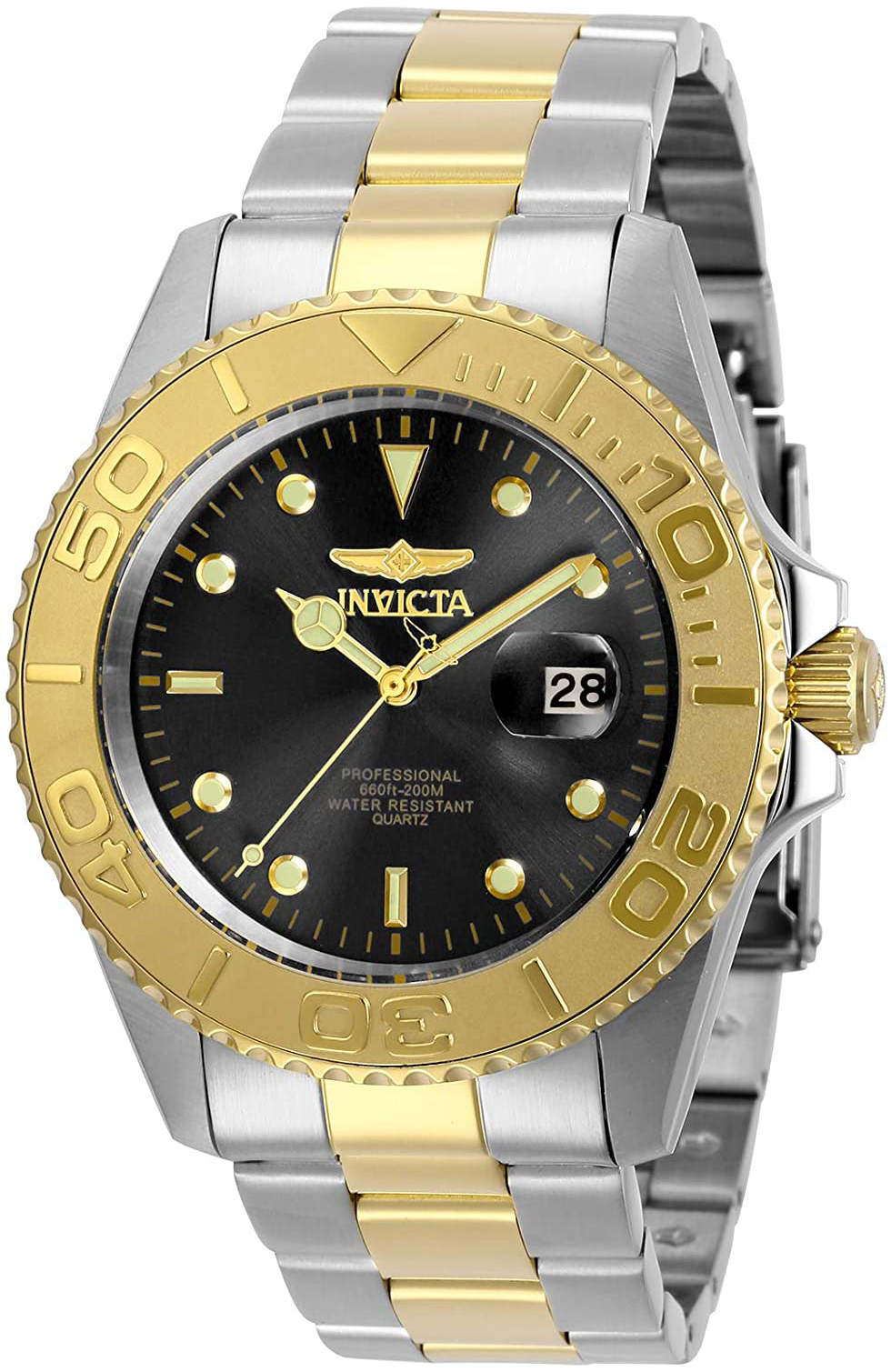 Invicta Herrklocka 29948 Pro Diver Svart/Gulguldtonat st&aring;l &Oslash;43 mm