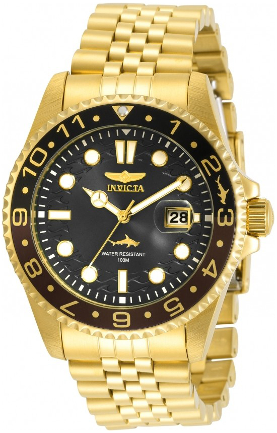 Invicta Herrklocka 30622 Svart/Gulguldtonat st&aring;l &Oslash;43 mm