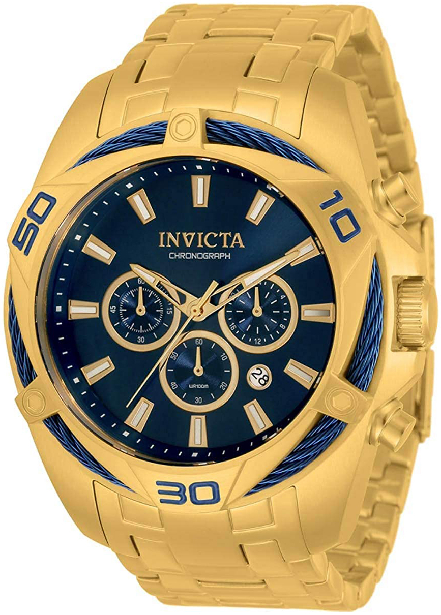 Invicta Herrklocka 34120 Bolt Blå/Gulguldtonat stål Ø50 mm - Invicta