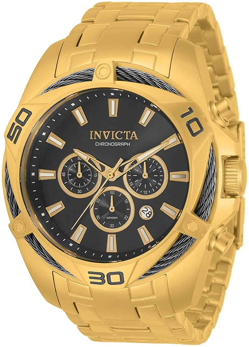 Invicta Herrklocka 34122 Bolt Svart/Gulguldtonat stål Ø50 mm - Invicta