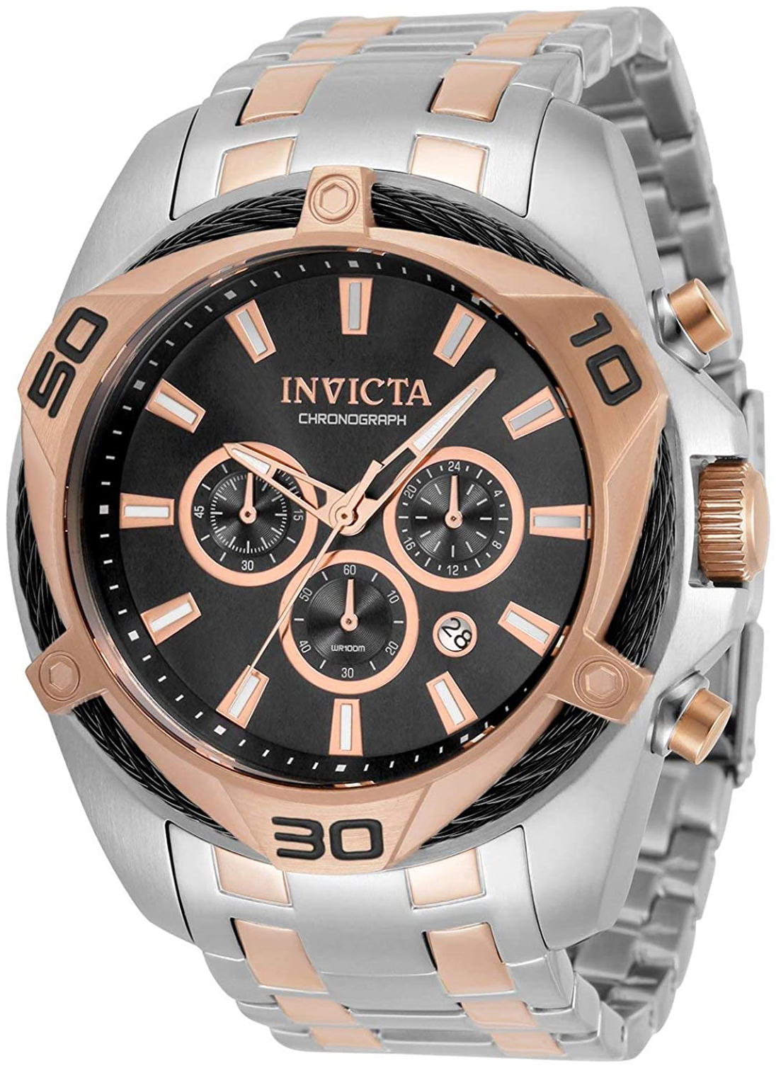 Invicta Herrklocka 34129 Bolt Svart/Roséguldstonat stål Ø50 mm - Invicta