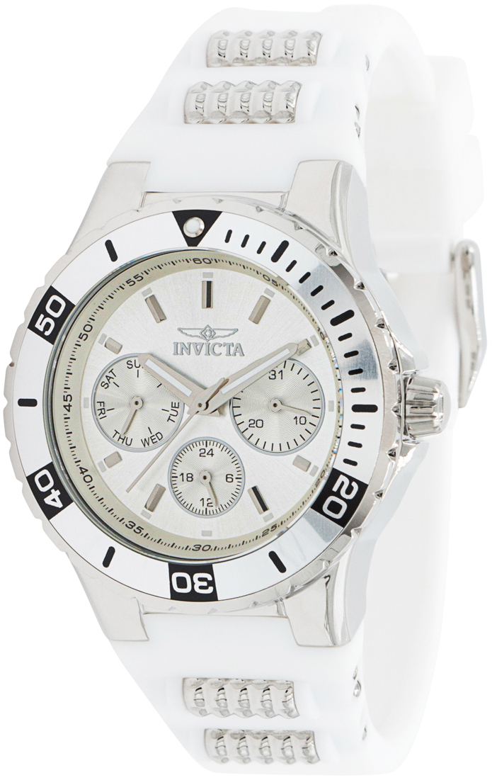 Invicta Damklocka 37315 Aviator Vit/St&aring;l &Oslash;38 mm