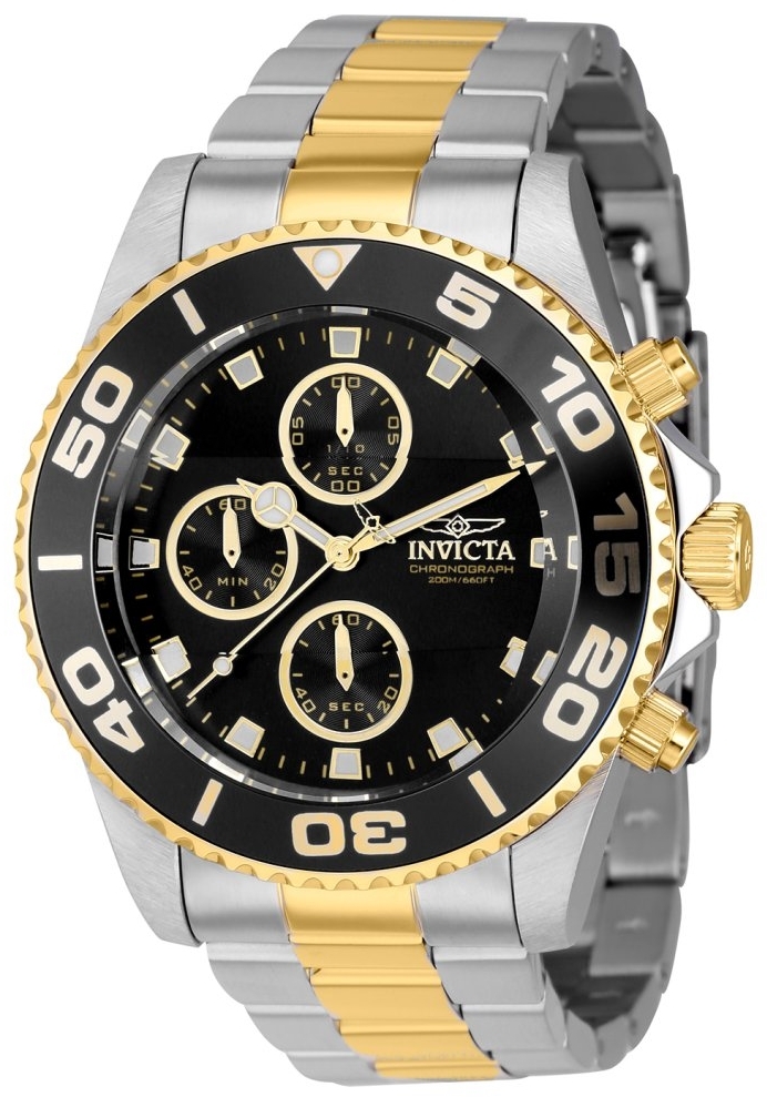 Invicta Herrklocka 43407 Pro Diver Svart/Guldtonat stål Ø43 mm - Invicta