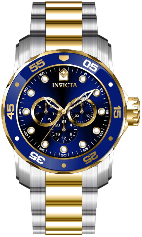 Invicta Herrklocka 45724 Pro Diver Blå/Gulguldtonat stål Ø48 mm - Invicta