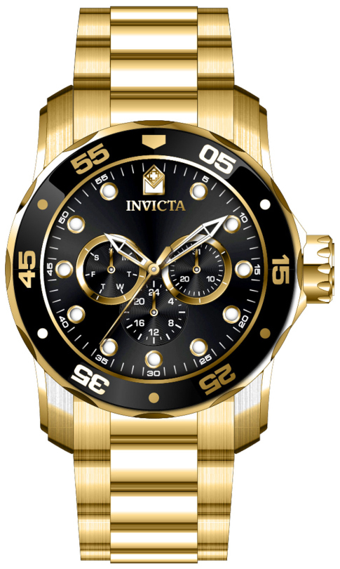 Invicta Herrklocka 45726 Pro Diver Svart/Gulguldtonat stål Ø48 mm - Invicta