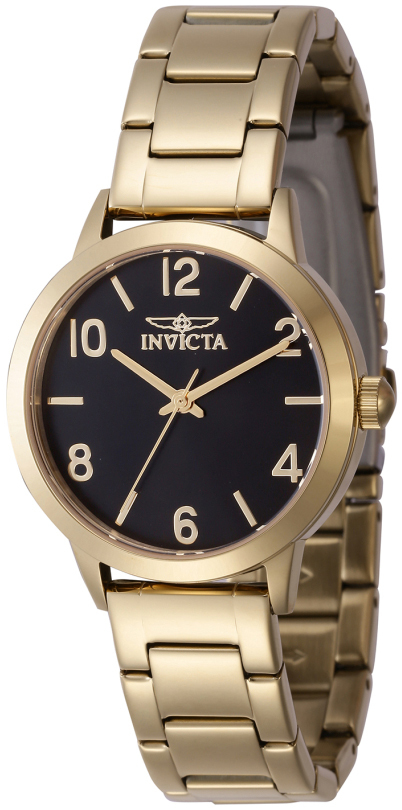 Invicta Damklocka 47273 Wildflower Svart/Gulguldtonat stål Ø34 mm