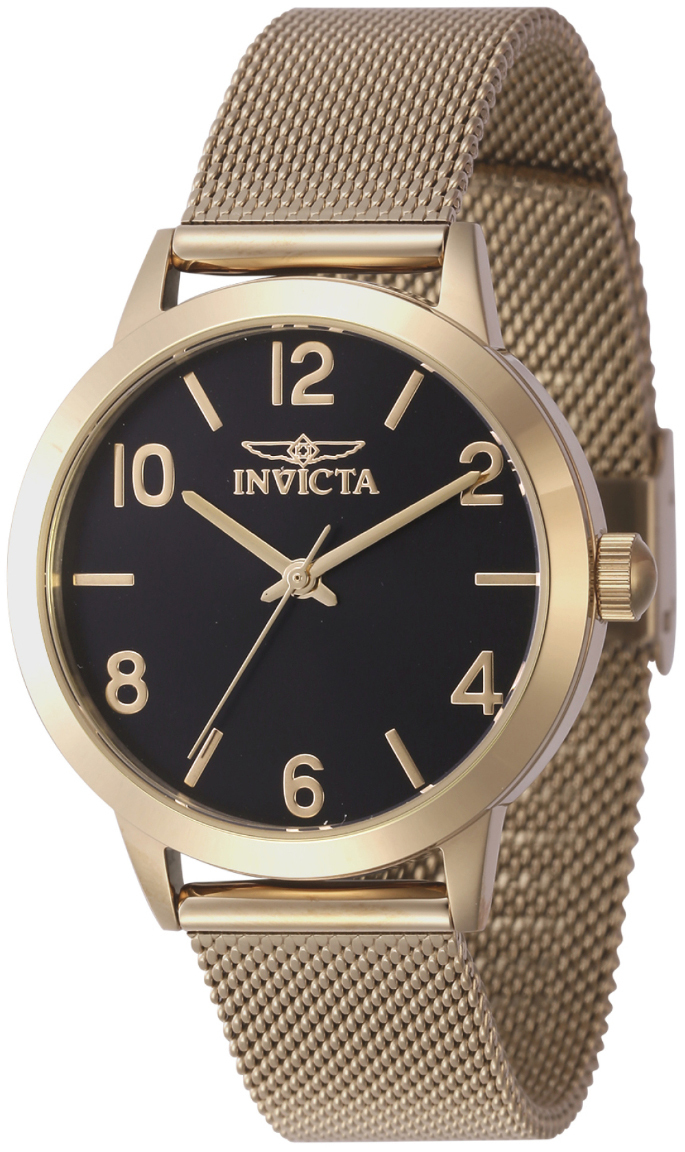 Invicta Damklocka 47277 Wildflower Svart/Gulguldtonat st&aring;l &Oslash;34 mm