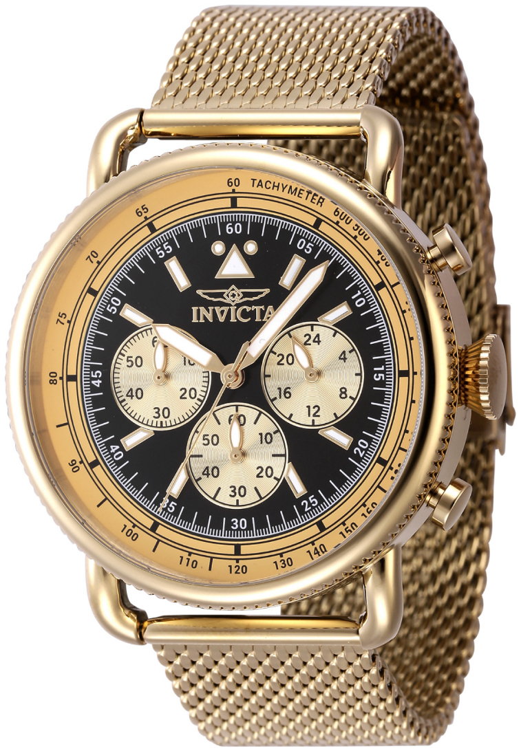 Invicta Herrklocka 47361 Speedway Svart/Gulguldtonat stål Ø44 mm - Invicta