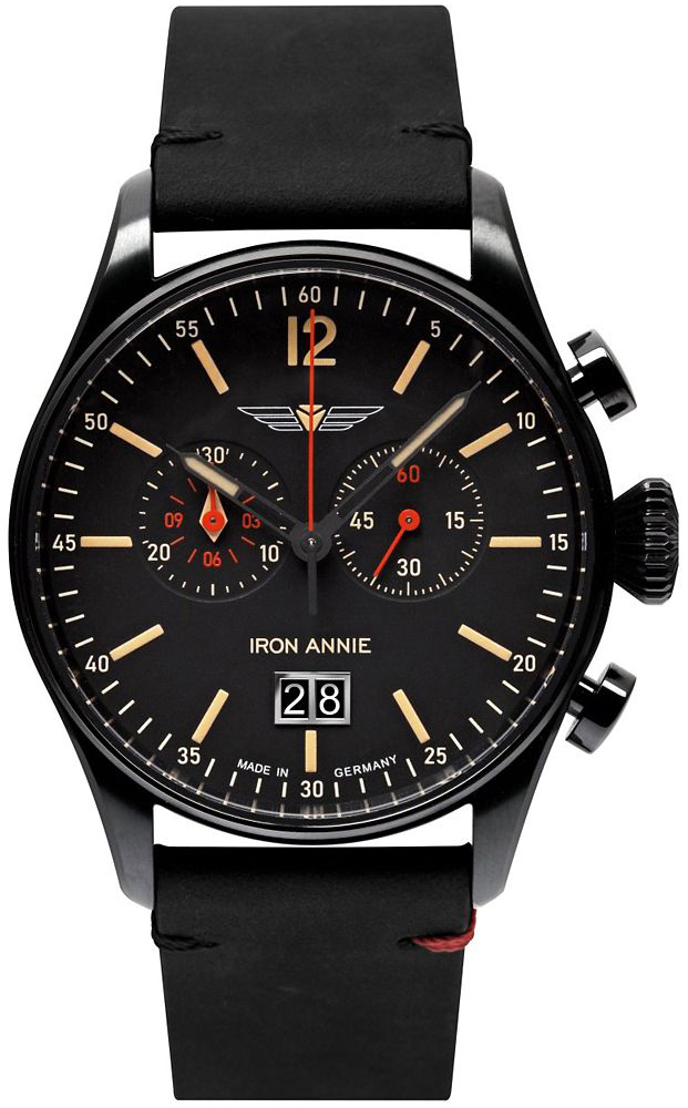 Iron Annie Herrklocka 5184-2 Flight Control Svart/Läder Ø42 mm - Iron Annie