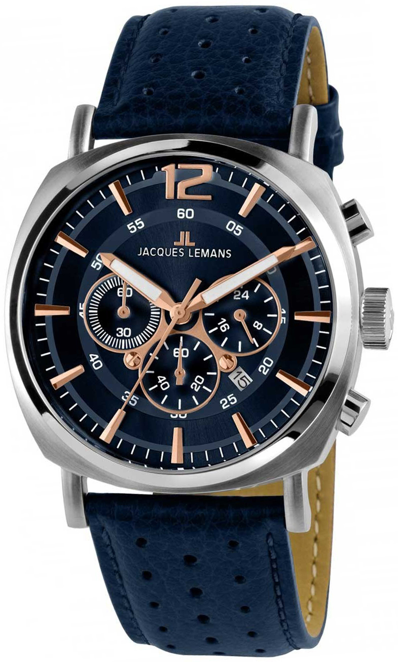 Jacques Lemans Herrklocka 1-1645I Lugano Blå/Läder - Jacques Lemans