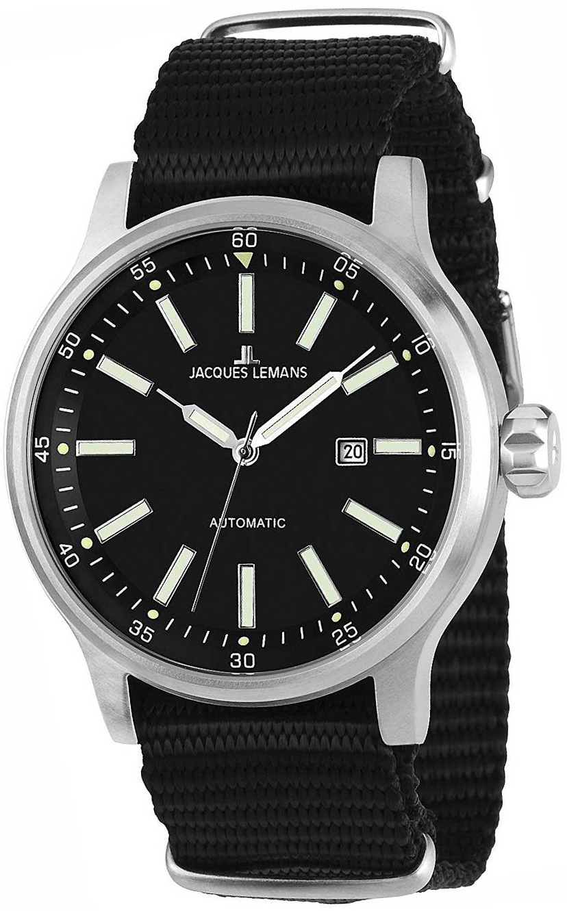 Jacques Lemans Herrklocka 1-1723D Porto Svart/Textil &Oslash;48 mm
