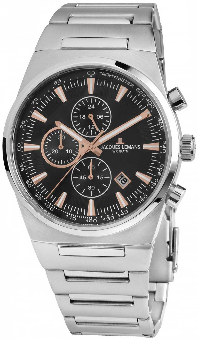 Jacques Lemans Herrklocka 1-1734A Manchester Svart/Stål Ø43 mm - Jacques Lemans