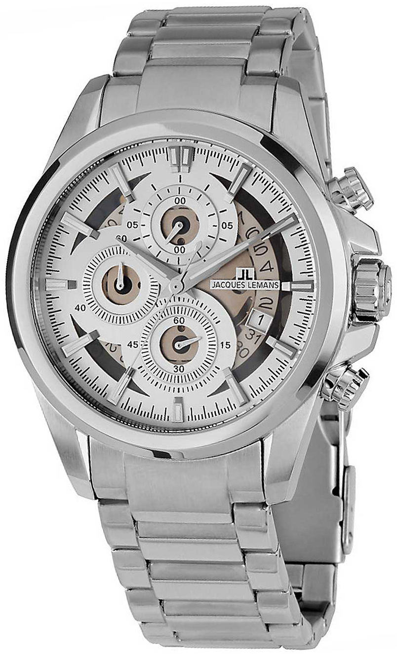 Jacques Lemans Herrklocka 1-1847F Liverpool Vit/Stål Ø44 mm - Jacques Lemans