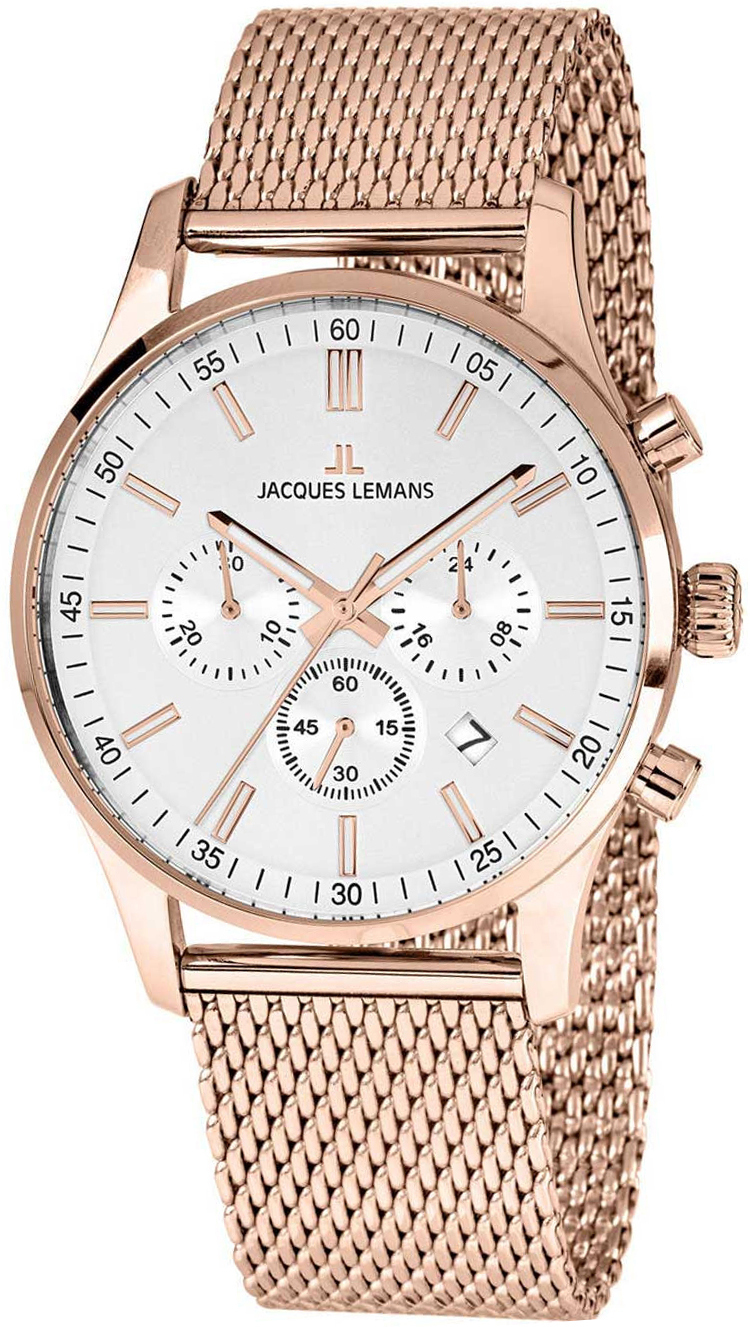 Jacques Lemans Herrklocka 1-2025J Silverfärgad/Roséguldstonat stål - Jacques Lemans